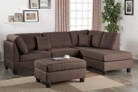 Fabor F7608 Chocolate Reversible Sectional With Ottoman
