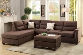 Hesperia F7613 Chocolate Polyfiber Sectional and Ottoman