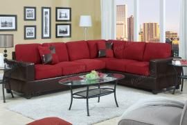 Lisben F7638 Red Microfiber Sectional Checkered Accent Pillows