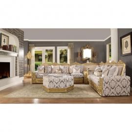 Maritanna HD 459 Wood Trim Floral Pattern Sectional Sofa