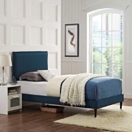 Camille 5604 Twin Platform Bed Frame in Navy Blue Fabric