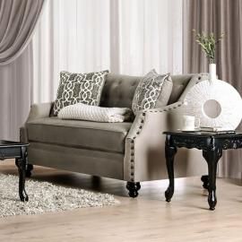 Ezrin Light Brown Fabric Loveseat SM2668-LV by Furniture of America