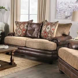 Fletcher Brown & Tan Fabric Gray Loveseat SM5148-LV by Furniture of America