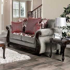 Whitland Light Gray & Red Fabric Loveseat SM6219-LV by Furniture of America