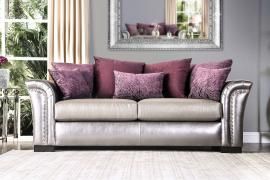 Benigno Pewter & Purple Fabric SM6412-SF Sofa by Furniture of America