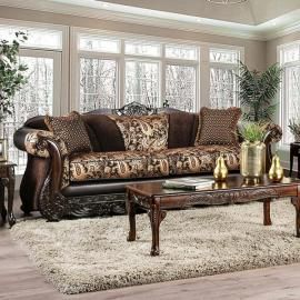 Newdale Brown & Gold Fabric Sofa SM6427-SF by Furniture of America