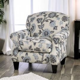 Nash Ivory & Navy Fabric Accent Chair SM8101-CH-FL by Furniture of America