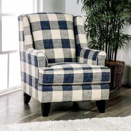 Nash Ivory & Navy Fabric Accent Chair SM8101-CH-SQ by Furniture of America