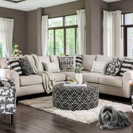 Patricia Ivory Fabric Sectional SM8171 by Furniture of America