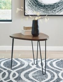 T242-6 Courager by Ashley Triangle End Table In Brown/Black